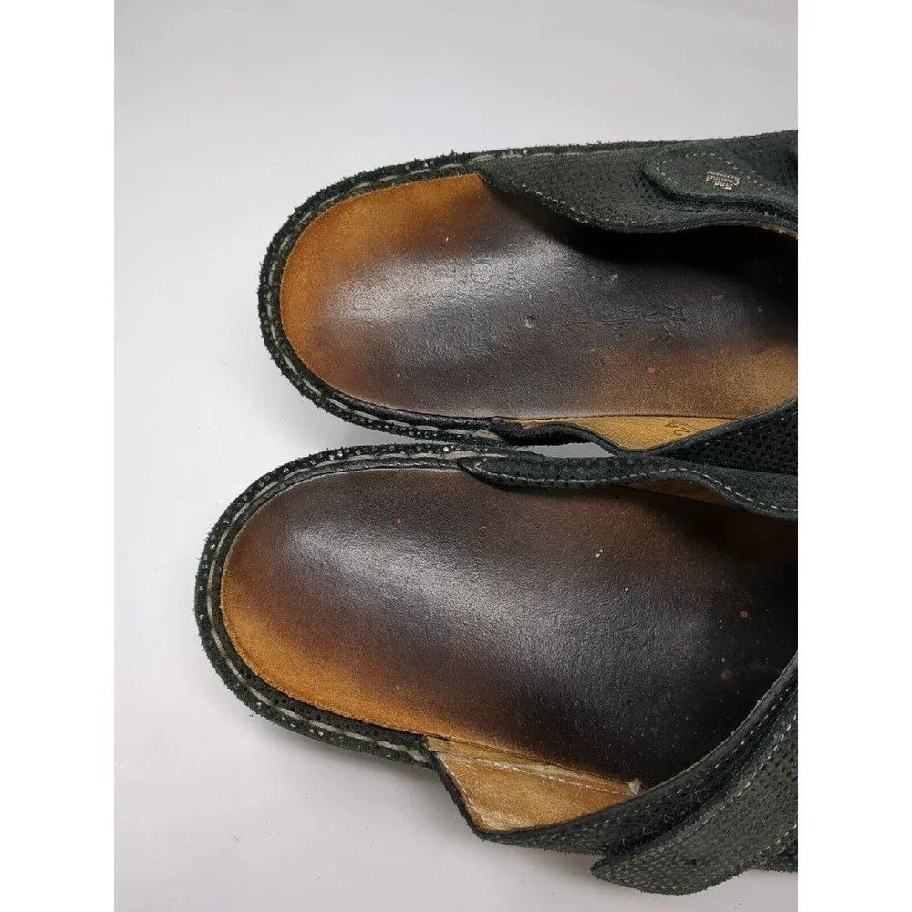 FINN Women's Size US 9.5 UK 7 Cremona Black Leather Slide Adjustable Sandals VTG